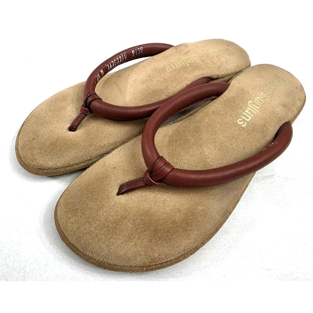 GH Bass Sunjuns (Sz 6.5 M) Brown Strappy Flat Sandals Leather Thong